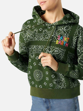 Sweat-shirt à capuche Green Mindy avec imprimé bandana 