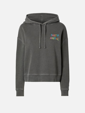 Mindy cotton hoodie with Party Animal embroidery