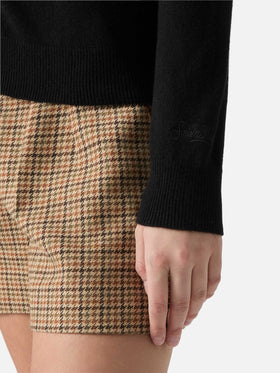 Düsterer Rollkragenpullover aus Kaschmir in Schwarz mit St. Barth-Stickerei