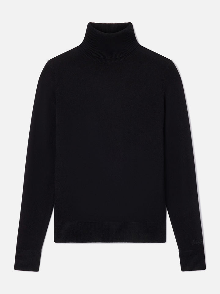 Black Moody cashmere turtleneck knit