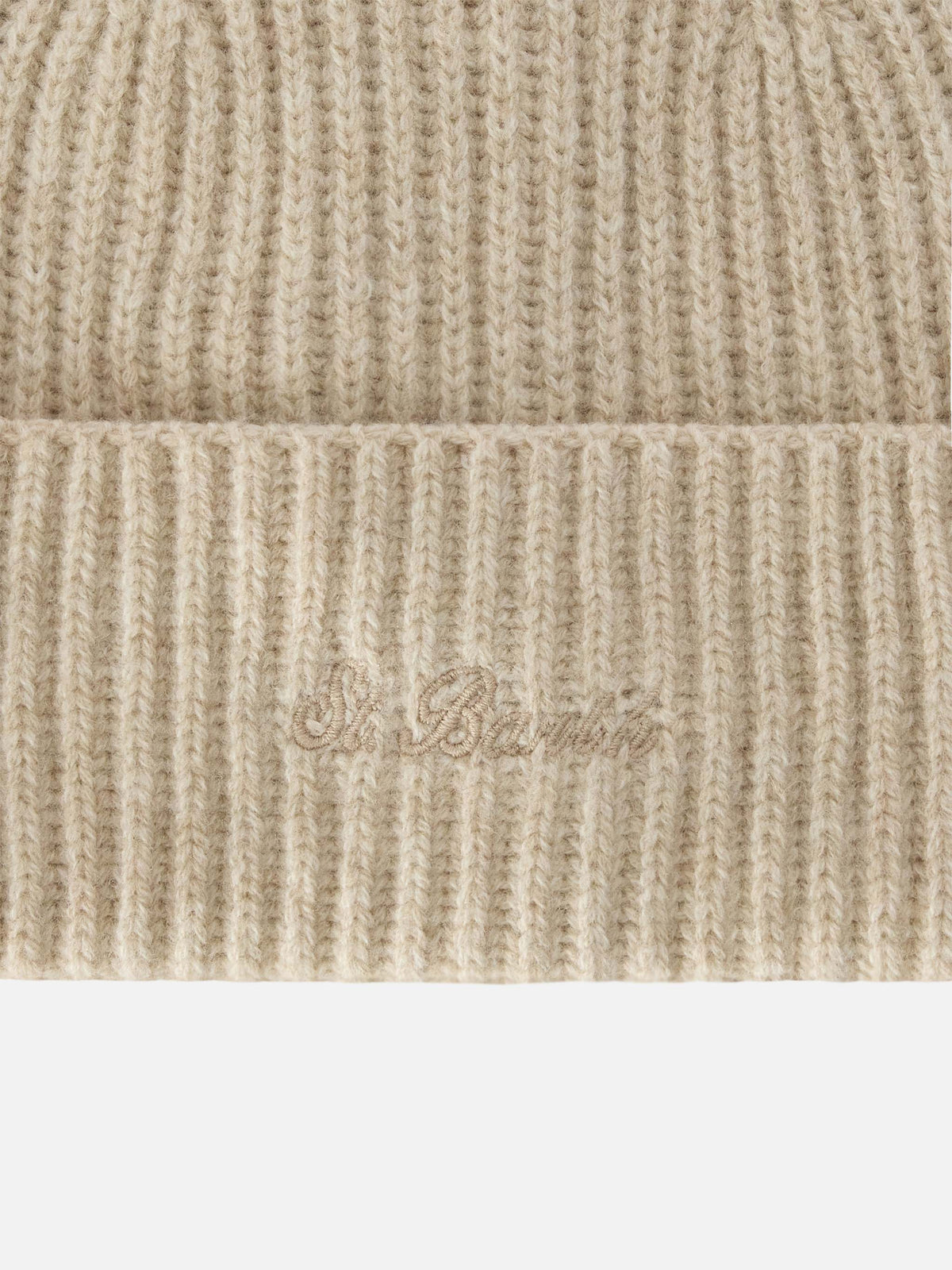 Beige Moss Wollmütze mit Logostickerei 