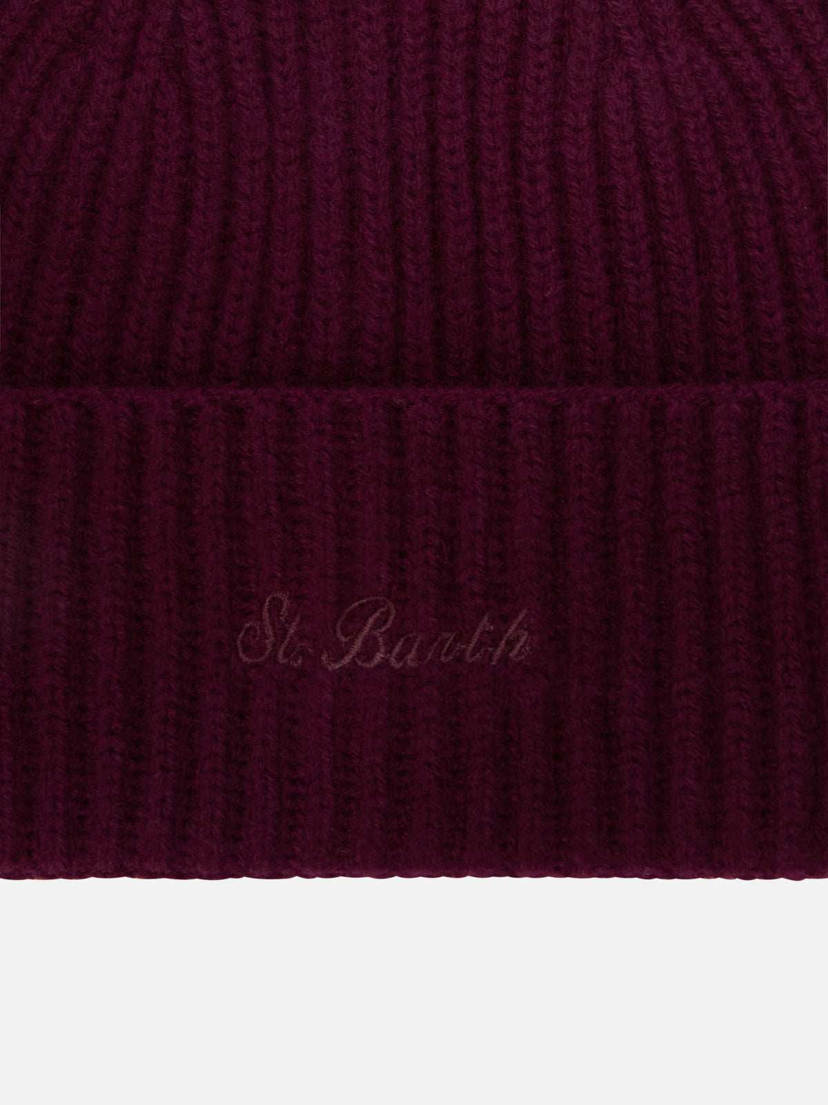 Gorro de lana Aubergine Moss con bordado del logo 