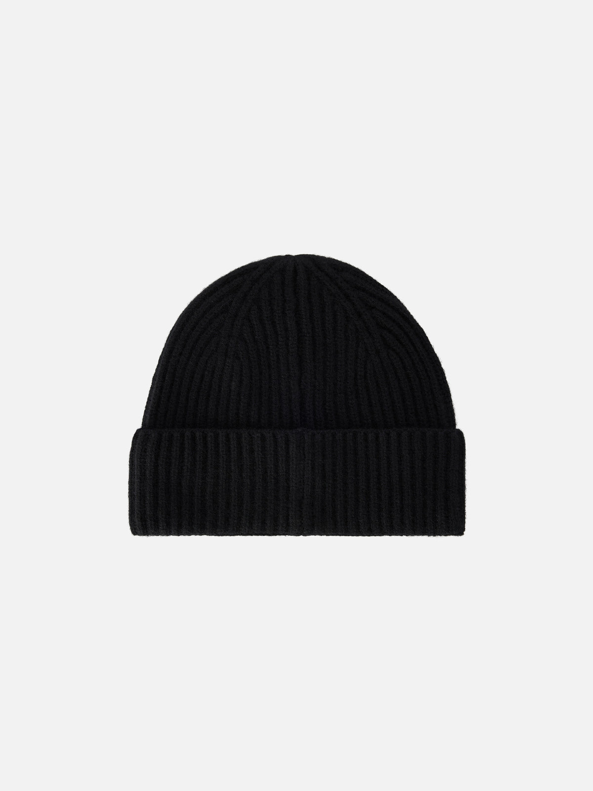Black Moss wool beanie with logo embroidery