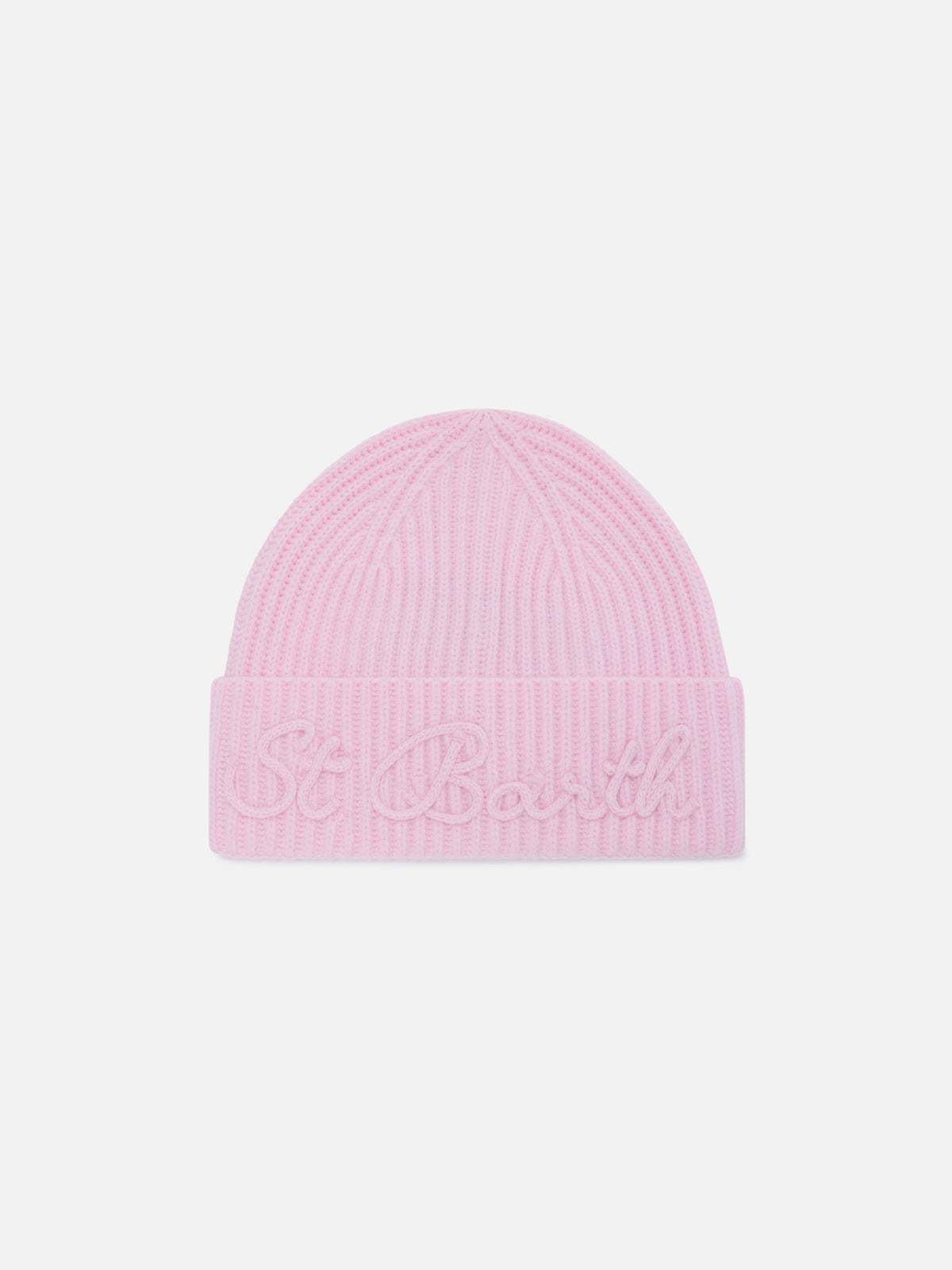 Berretto Moss rosa in misto lana e alpaca con ricamo logo