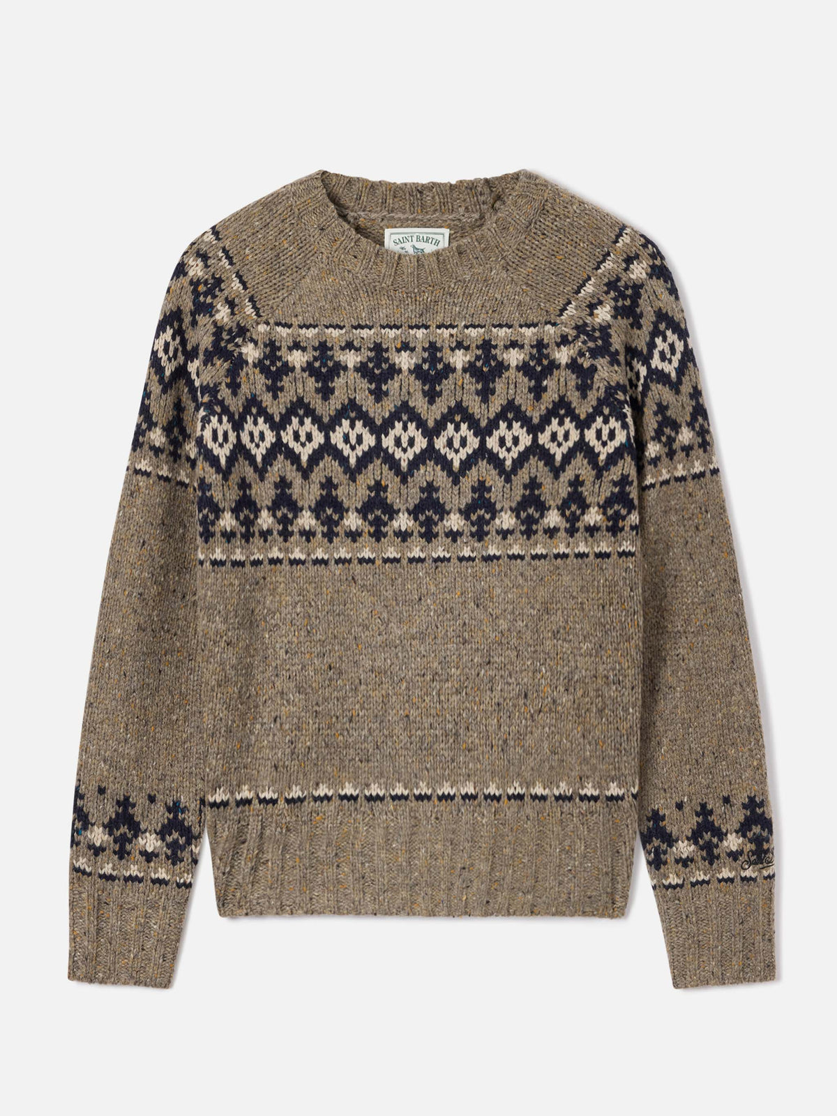 Maglia girocollo Merida in misto lana Donegal con motivo fair isle