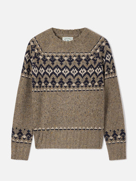 Maglia girocollo Merida in misto lana Donegal con motivo fair isle