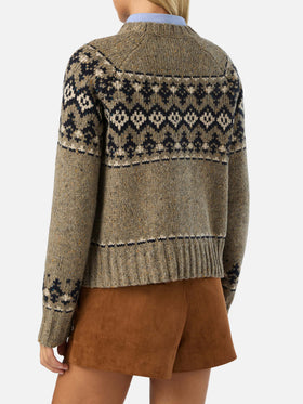 Merida Donegal wool blend crewneck knit with fair isle pattern