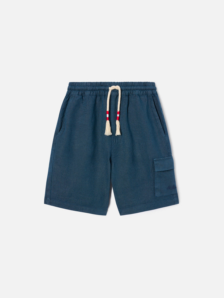Bermuda Marseille Jr in lino blu