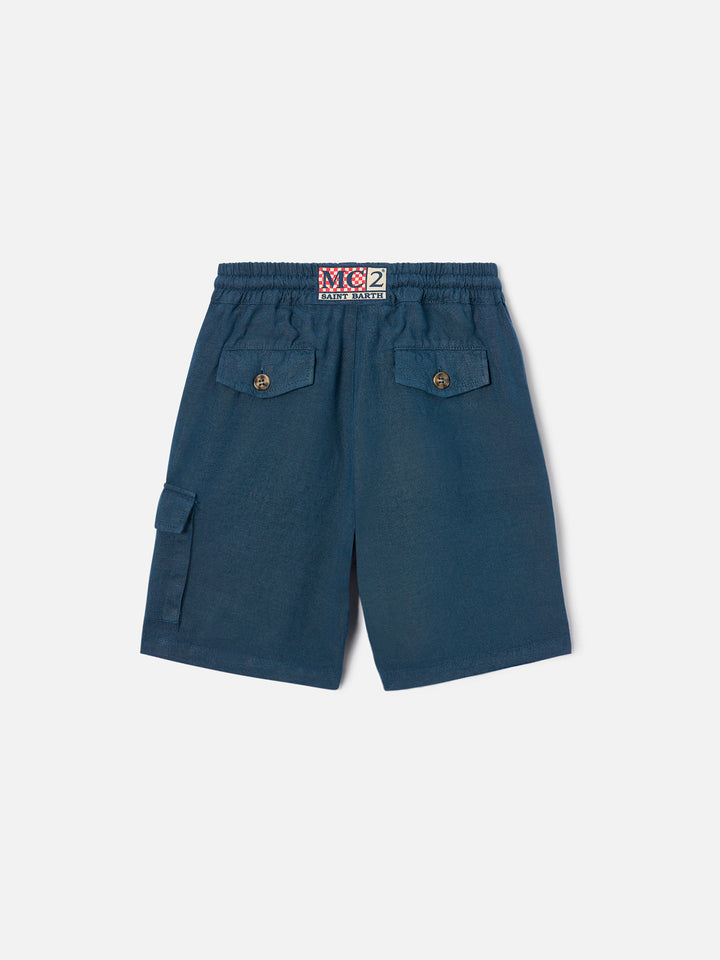 Bermuda Marseille Jr in lino blu