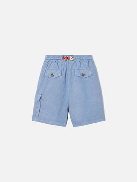 Short Bermuda Marseille Jr en chambray denim clair 
