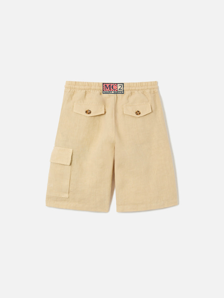 Shorts Marseille Jr in lino beige