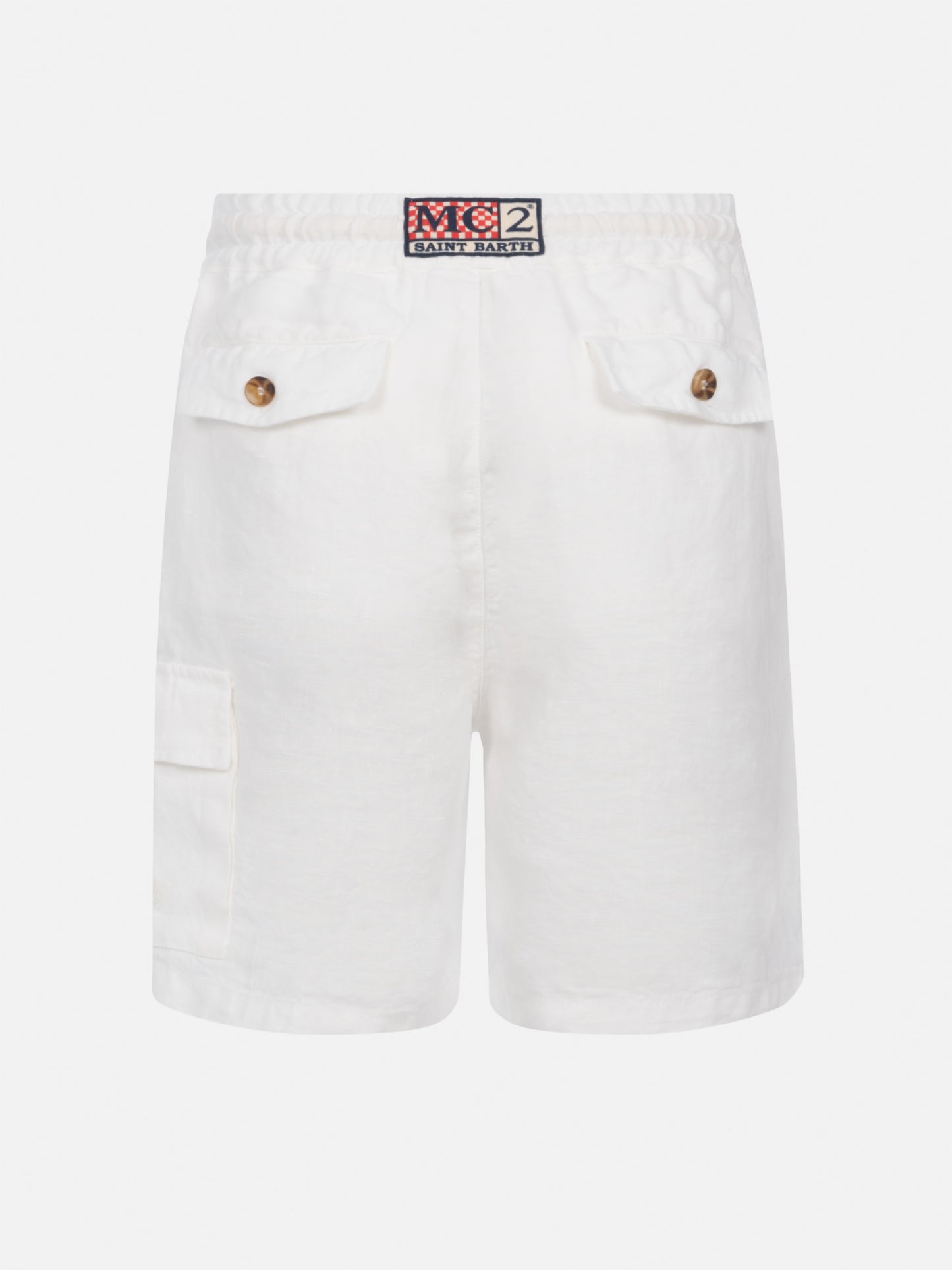 White color linen bermuda short