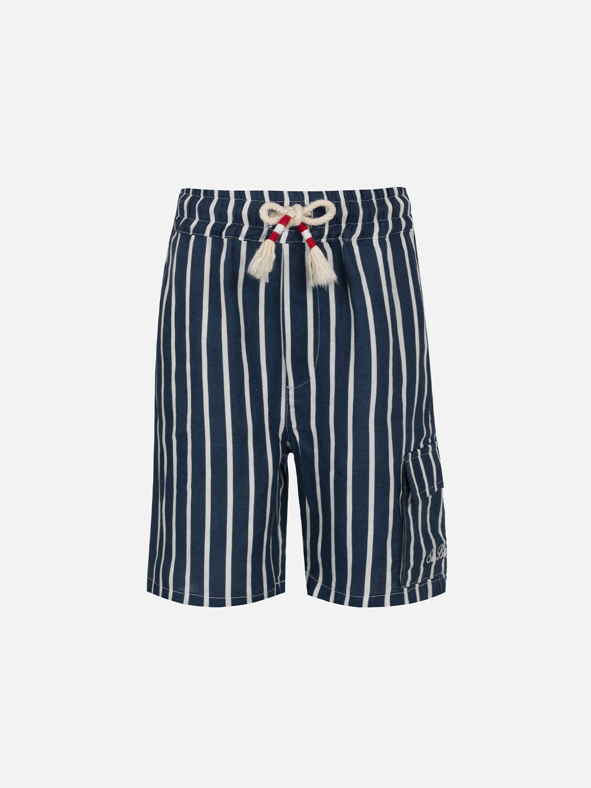 Boy blue striped linen bemuda Marseille Jr - MC2 Saint Barth