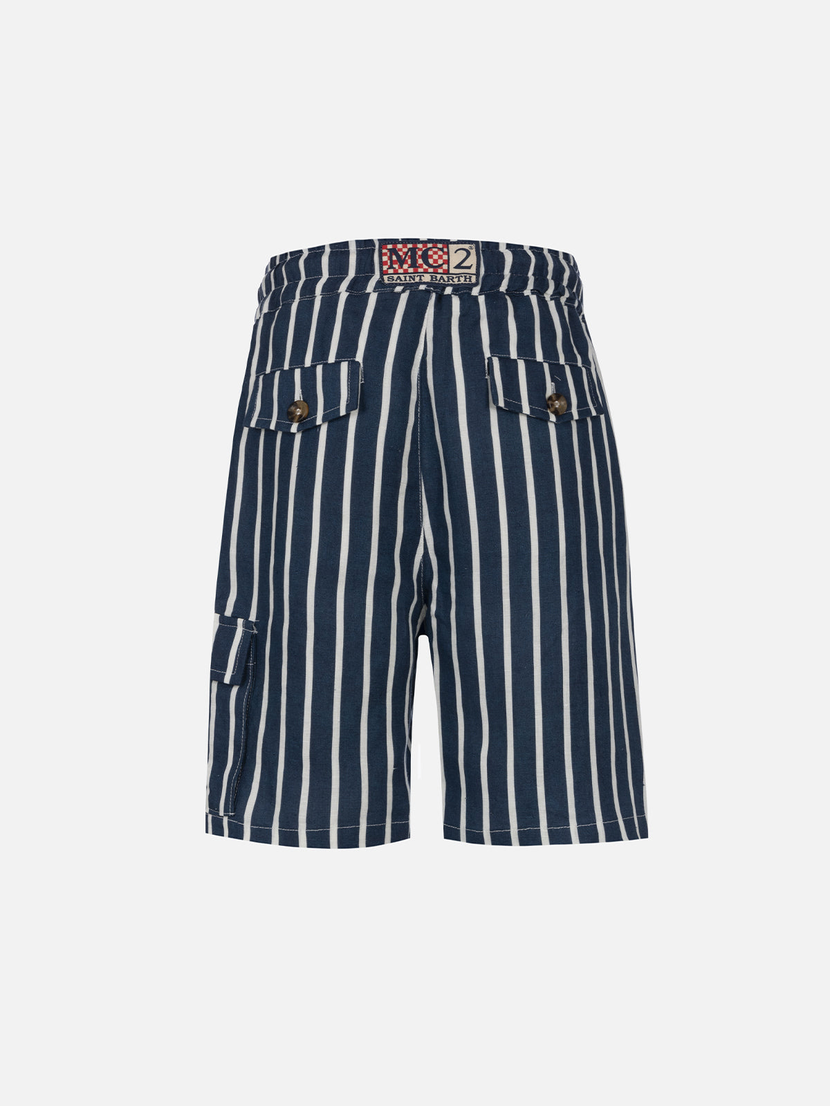 Boy blue striped linen bemuda Marseille Jr - MC2 Saint Barth
