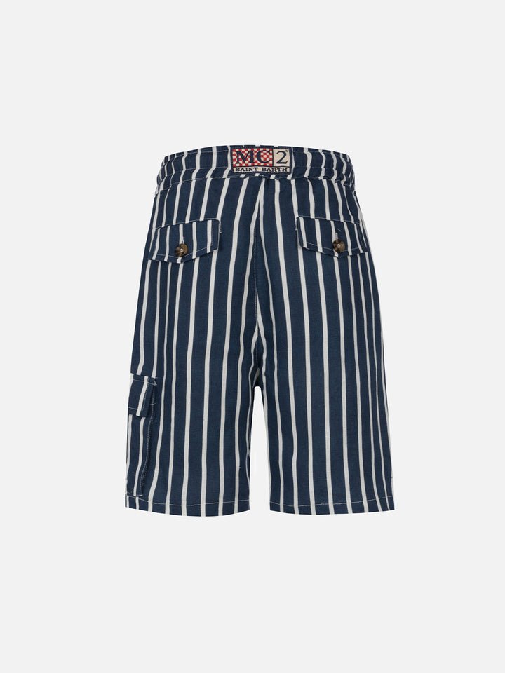 Boy blue striped linen bemuda Marseille Jr - MC2 Saint Barth