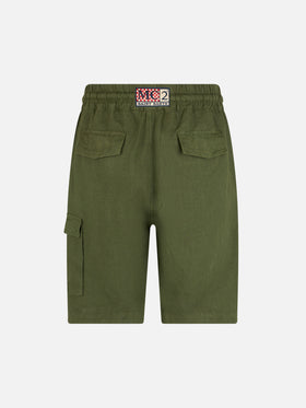 Man military green linen bermuda Marseille - MC2 Saint Barth