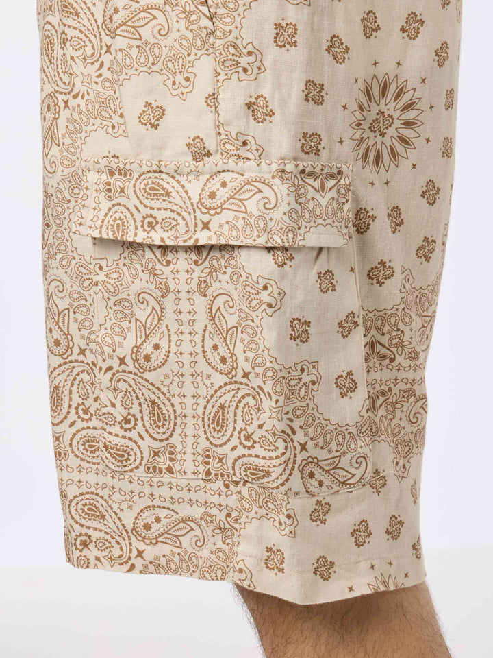 Man linen bermuda Marseille with bandanna print - MC2 Saint Barth