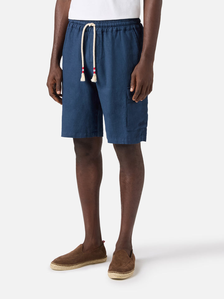 Marseille navy blue linen bermuda shorts