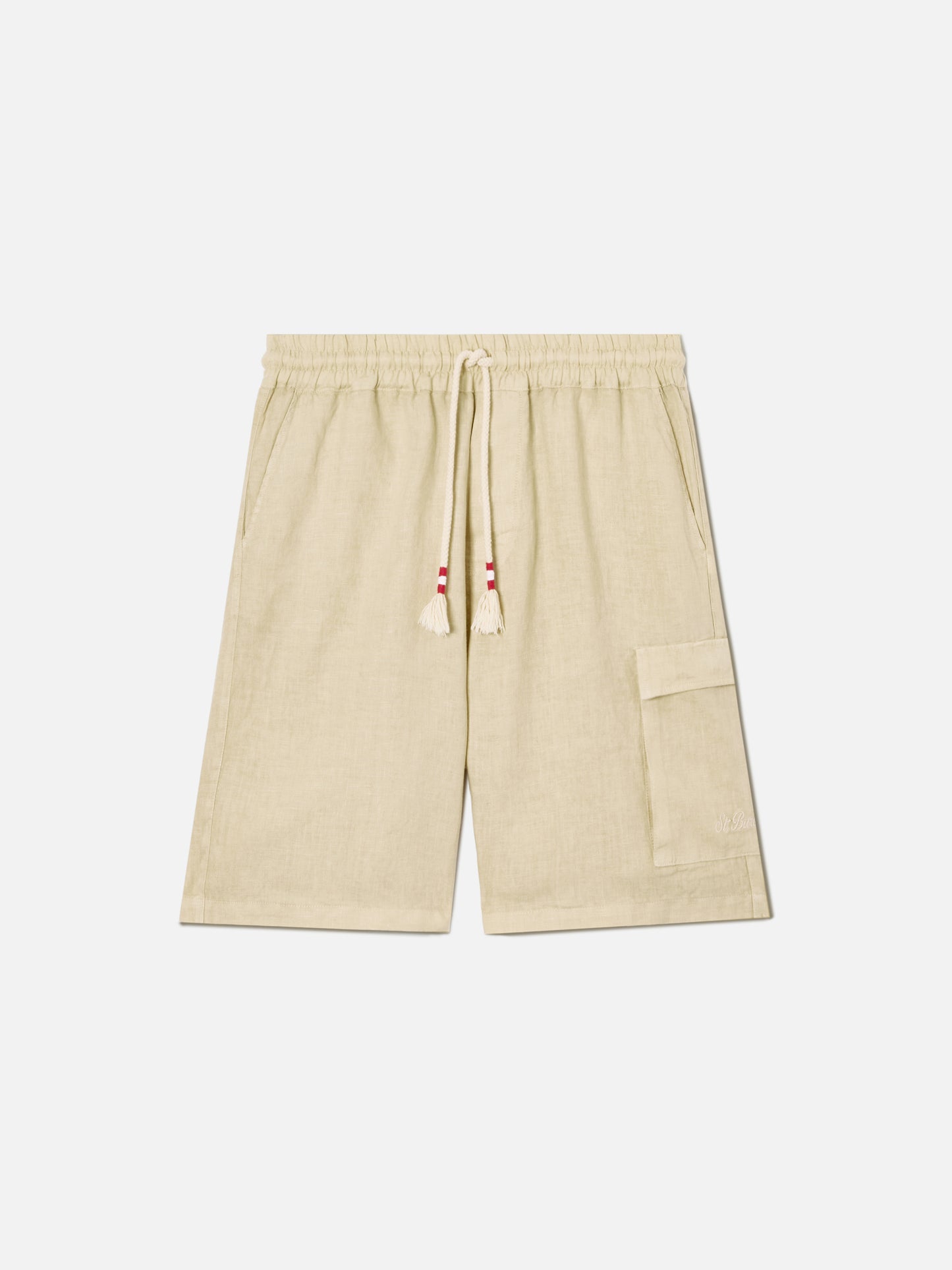 Herren-Bermudashorts aus beigem Leinen