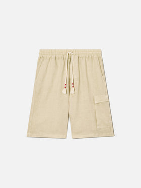 Herren-Bermudashorts aus beigem Leinen