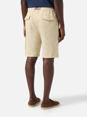 Herren-Bermudashorts aus beigem Leinen