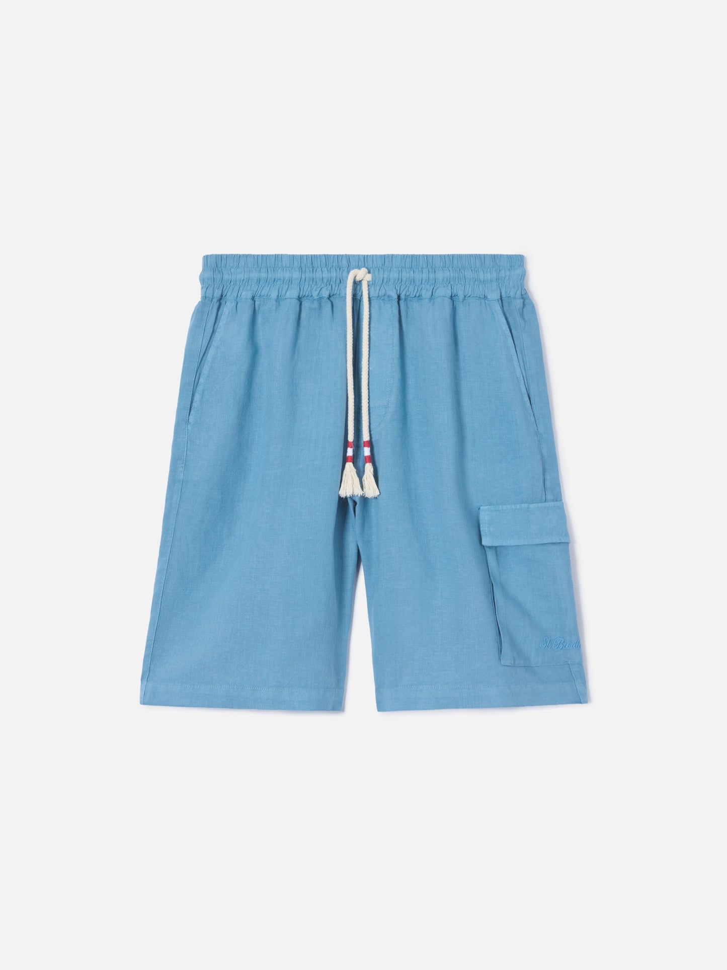 Dusty blue Marseille bermuda shorts in pure linen