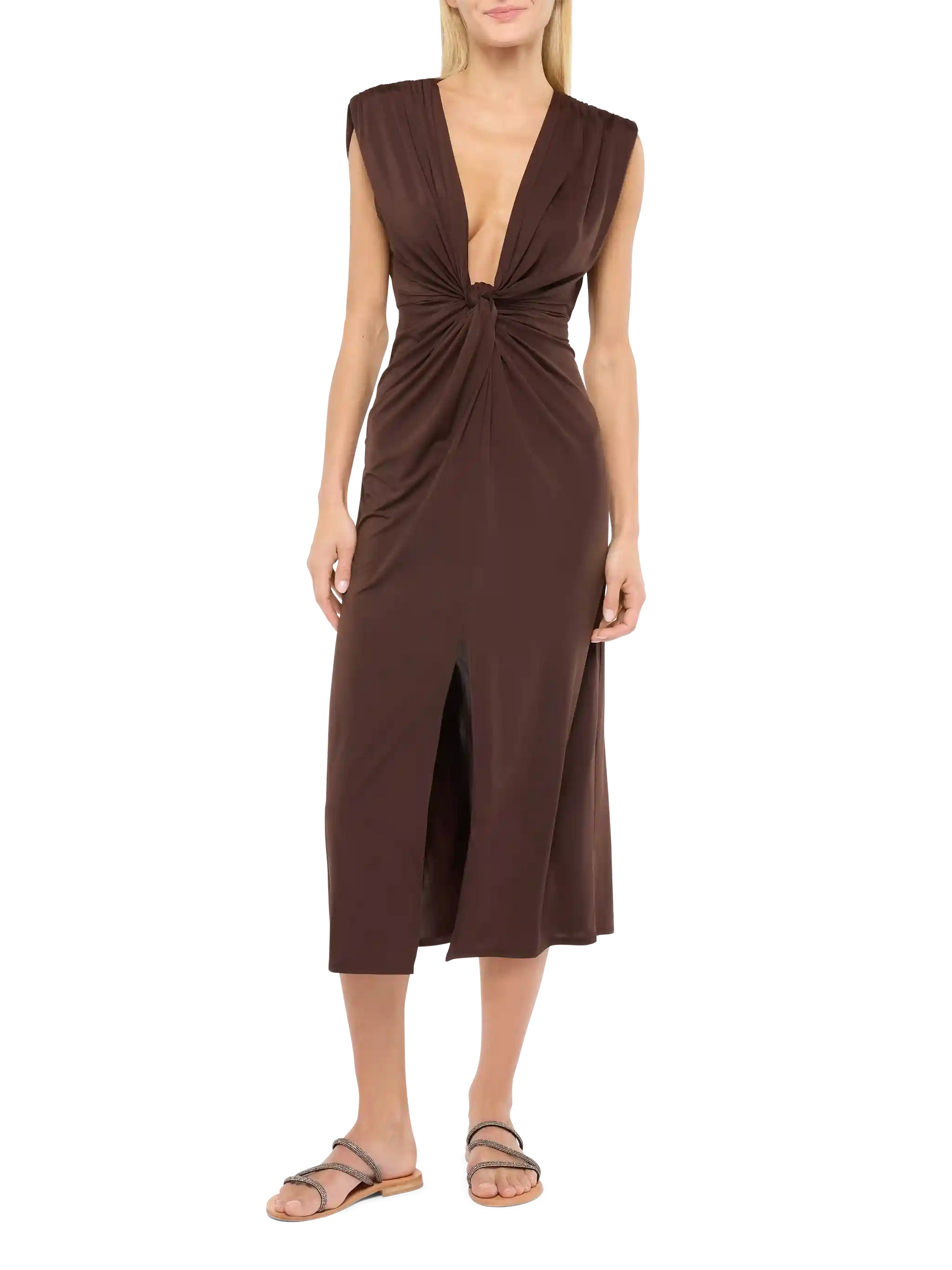 Marina brown sleeveless maxi dress - MC2 Saint Barth