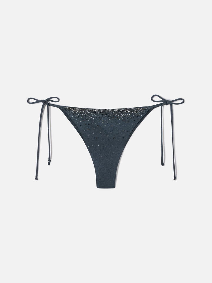 Bikini Annabelle Marielle en gris oscuro con acabado brillante y detalles de strass 