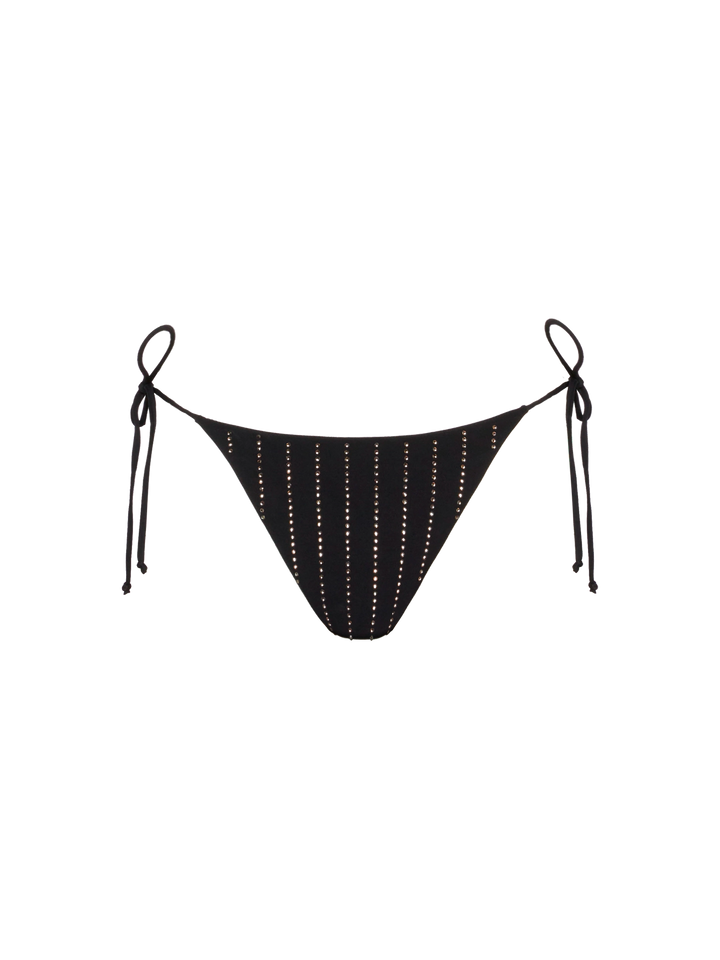 Black classic triangle bikini Leah Marielle with striped rhinestone embellishment - MC2 Saint Barth