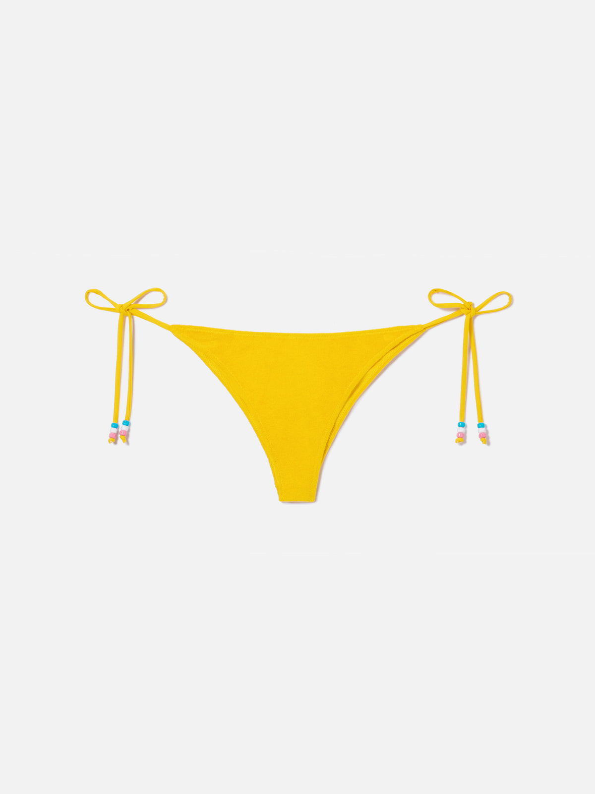 Yellow Marielle terry swim briefs with charms