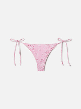 Marielle brazilian bikini bottoms with pink bandana print