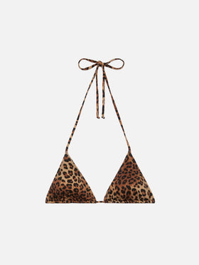 Leah triangle top swimsuit with animalier print
