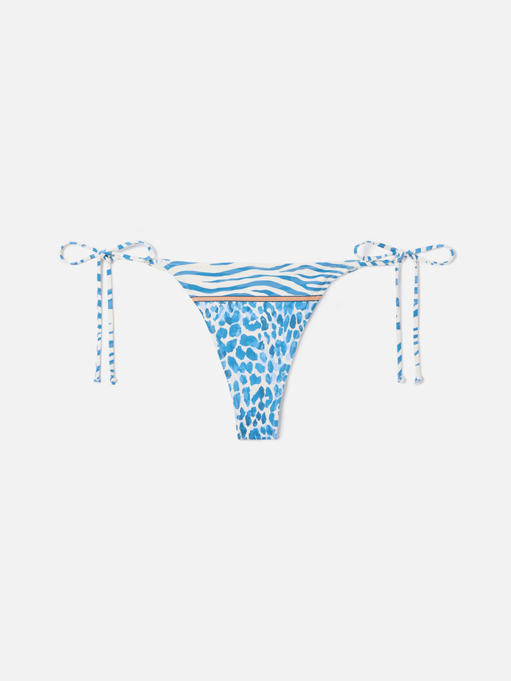 Marielle brazilian bikini bottoms with blue safari print