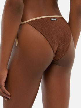 Marielle Vrown – Klassischer Badeslip aus Lurex mit goldener Paspelierung