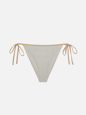 Marielle silver lurex classic swim briefs with gold piping