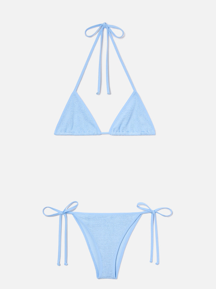 Leah Marielle light blue crinkle triangle bikini