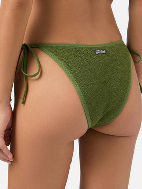 Slip mare donna verde bosco crinkle