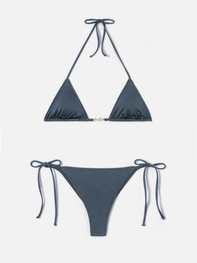 Bikini Leah Plate Marielle Plate gris à finition brillante 