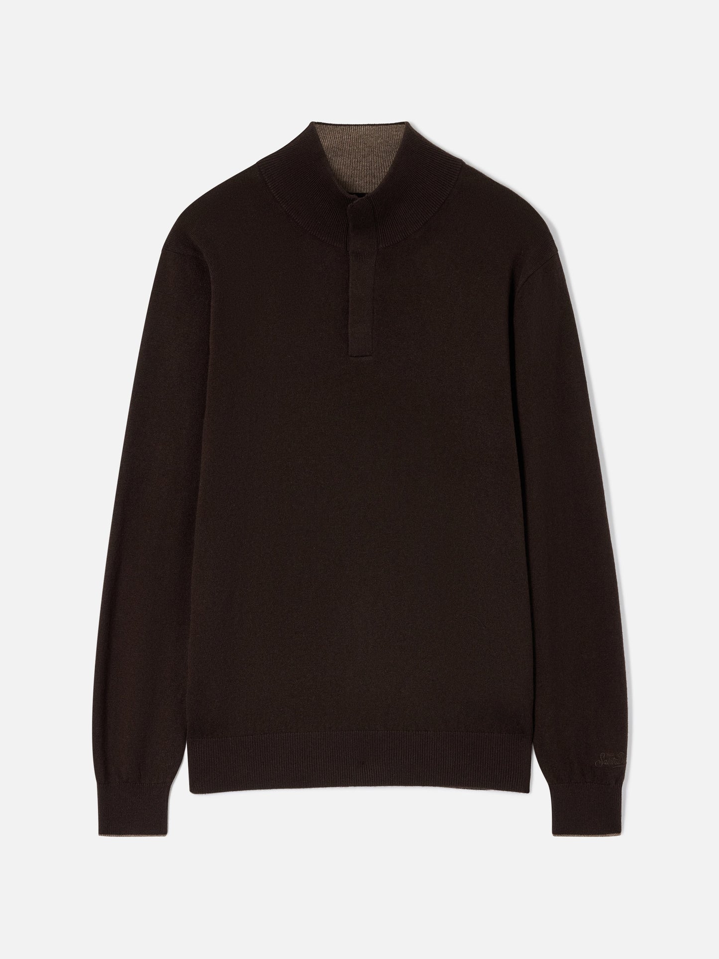 Marlow mit Funnel Neck in Braun aus Merinowolle und Kaschmir 