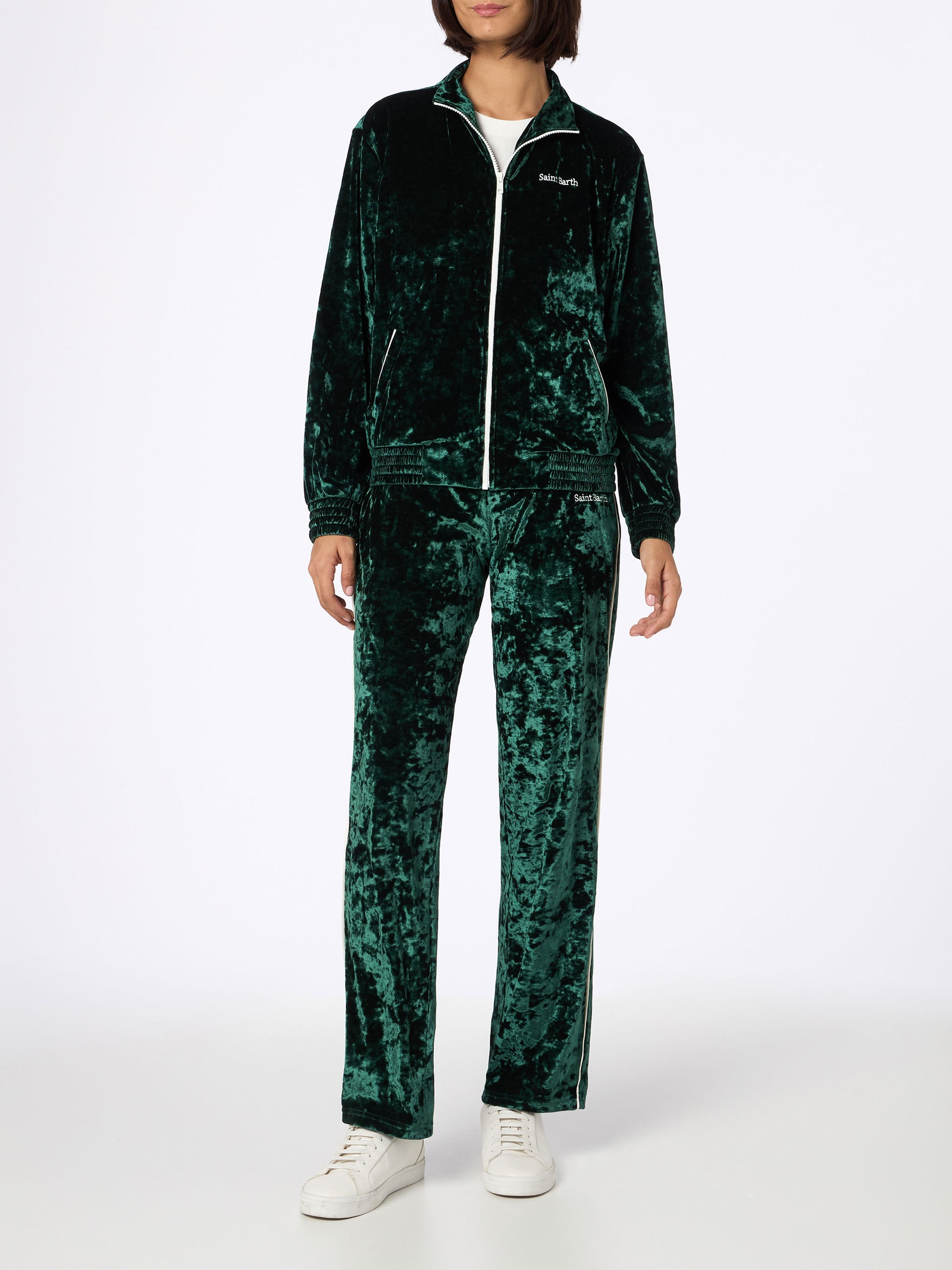 Woman green chenille sweatshirt Miriam - MC2 Saint Barth