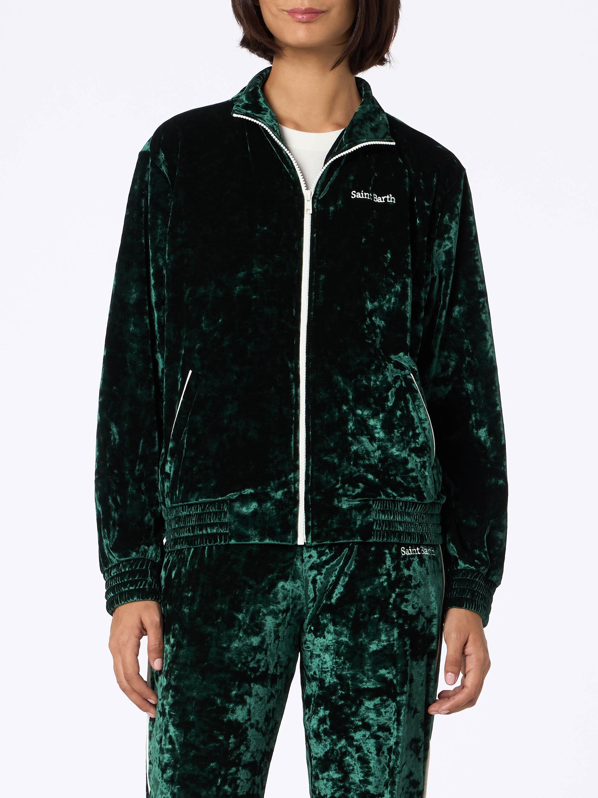 Woman green chenille sweatshirt Miriam - MC2 Saint Barth