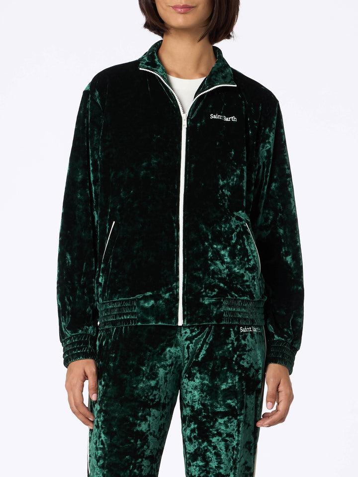 Woman green chenille sweatshirt Miriam - MC2 Saint Barth