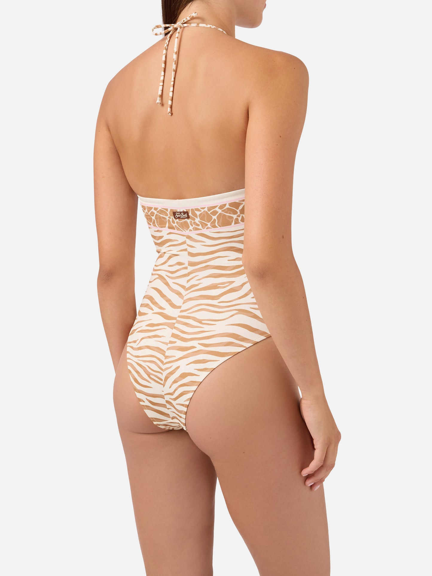 Bañador de una pieza Meryem con estampado animal zebra marrón 