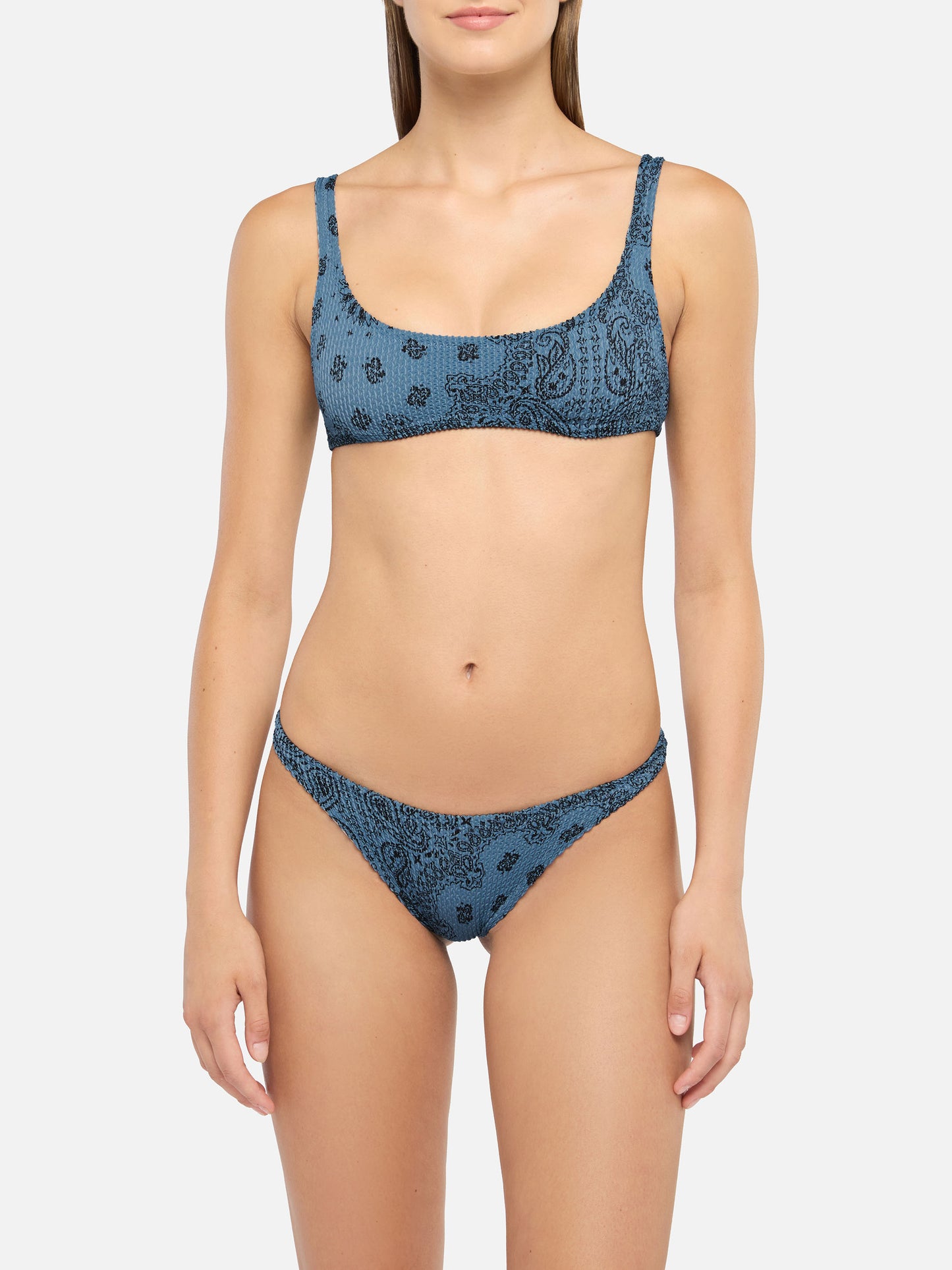 Naomi cheeky swim briefs with bandanna print - Naima crinkle classic bralette top with bandanna print
