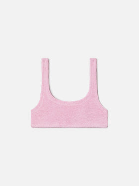 Naima bralette bikini top in pink crinkle fabric