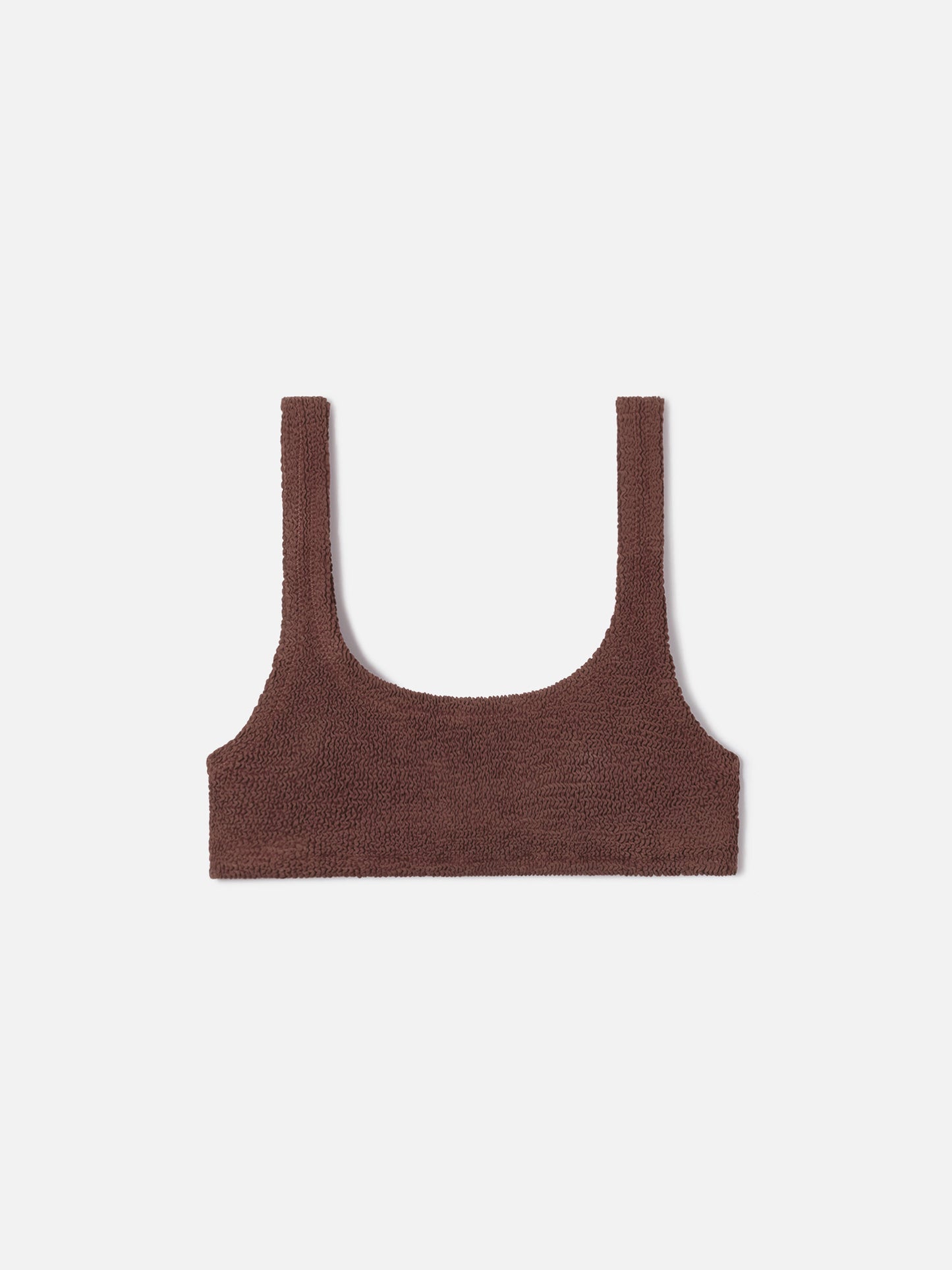 Top bikini Naima bralette in tessuto crinkle marrone