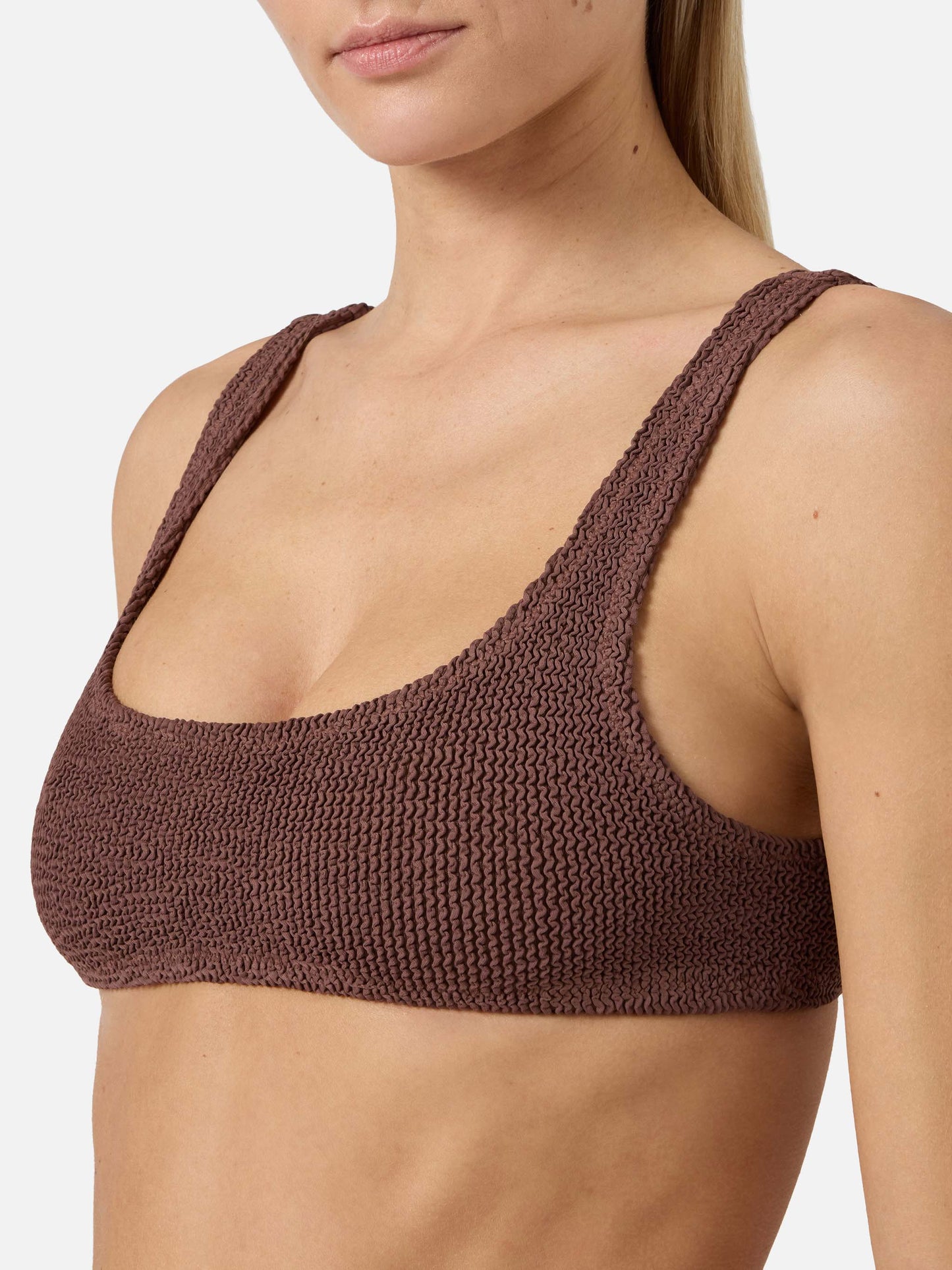 Bikini a bralette Naima Elise in crinkle marrone