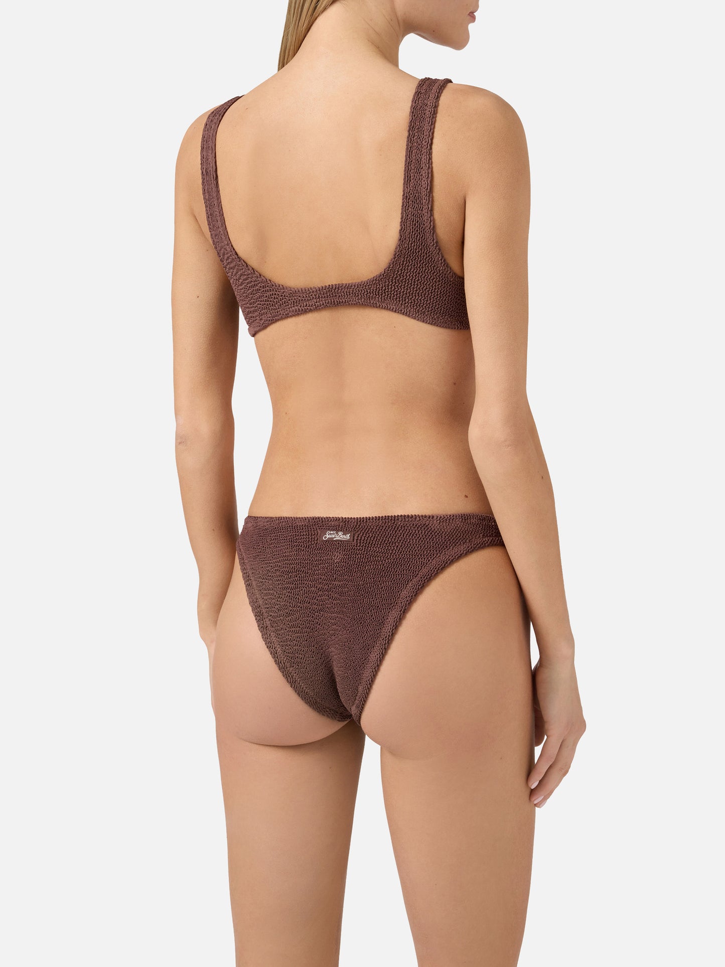 Bikini a bralette Naima Elise in crinkle marrone