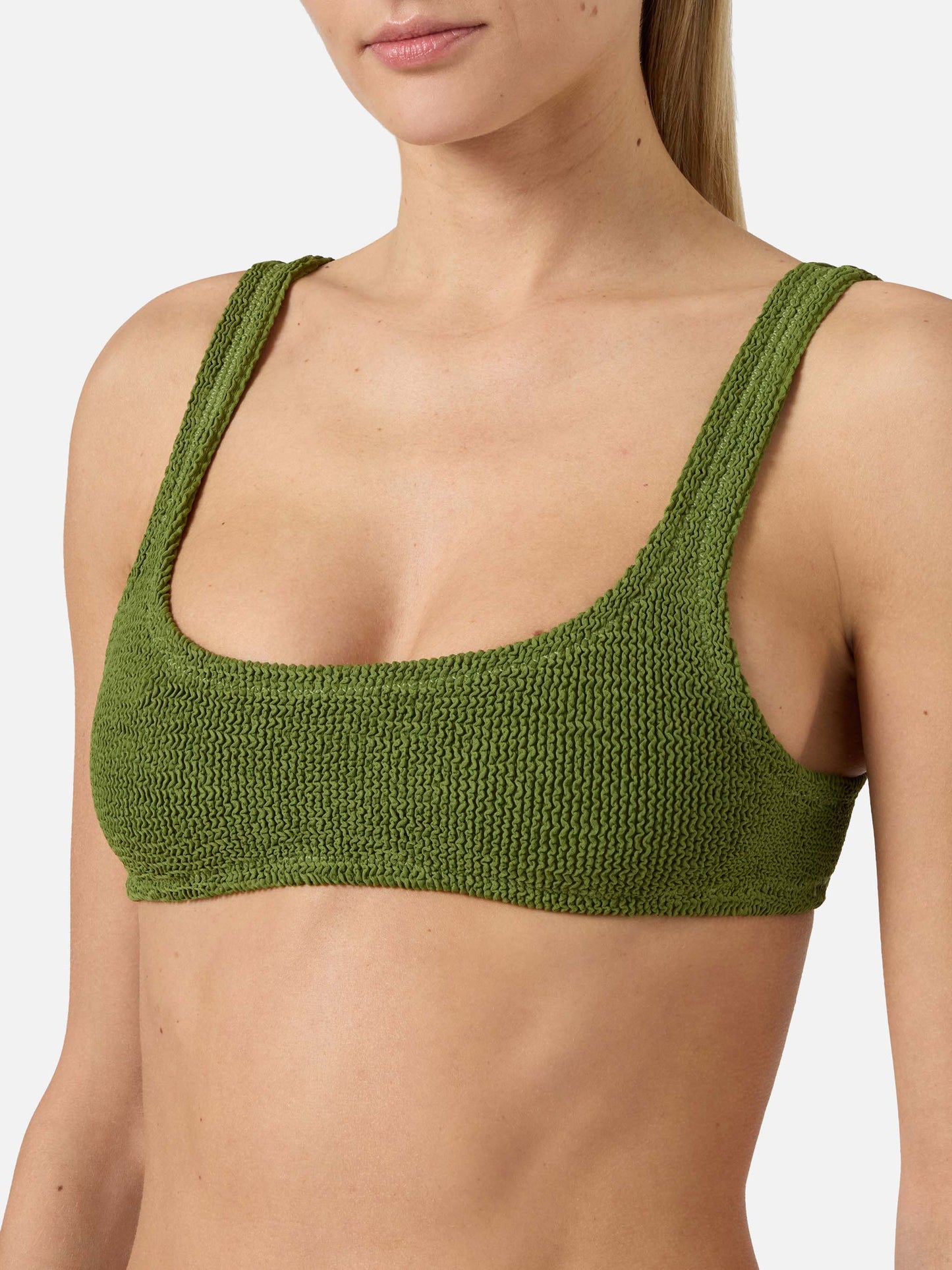 Naima Naomi military green crinkle bikini