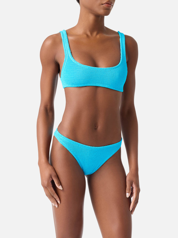 Bikini Naima Naomi turchese in tessuto crinkle